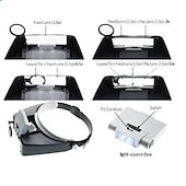 abordables Herramientas de Mano-Lupa de diadema con luz LED, lámpara de cabeza, lupa de joyero con luces LED de 1,5x/3x/8,5x/10x