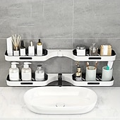 cheap Bathroom Organizer-Maximize Your Bathroom Storage with This Wall-Mounted Plastic Shelf Rack