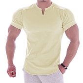 abordables t-shirts de base-Homme T-shirt T-shirt de gym Chemise de Compression Chemise d'entraînement Chemises d'entraînement Col en V Manche Courte Salle de sport Entraînement Rue Aptitude Décontracté Quotidien Séchage rapide