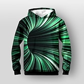 billiga Pojkens 3D Vision &amp; Geometri-Pojkar 3D Grafisk Huvtröja Pullover Långärmad 3D-tryck Höst Vinter Mode Streetwear Häftig Barn 3-12 år Huva Utomhus Ledigt Dagligen Normal