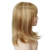 baratos peruca mais velha-Perucas peruca loira morango com franja cabelo sintético peruca natural completa reta comprimento médio bob peruca traje de halloween perucas para mulheres perucas cosplay 14&quot;