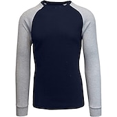 billige grunnleggende t-skjorter-Herre T skjorte T-skjorte Langermet skjorte Langermet Crew-hals Høst vinter Fargeblokk Raglan erme Mote Designer Grunnleggende Lapper Feriereise Gate Ut på byen Mørkerød Svart Hvit Topp T-skjorte for