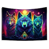 billige Blacklight -billedvev-blacklight billedvev uv reaktiv glød i mørket glød party neon trippy tåkete ulver dyr hengende billedvev veggkunst veggmaleri for stue soverom