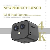 voordelige IP-netwerkcamera&#039;s voor binnen-4K Dual-Lens WiFi Mini Camera - Binnen Smart Home Beveiligingscamera met Infrarood Nachtzicht Bewegingsdetectie HD Videorecorder