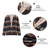 tanie Wzór geometryczny-Męskie Kratka Wzory graficzne Bluza dresowa Zjechać na pobocze Długi rękaw Podkoszulek W serek Kołnierz Henley Designerskie Podstawowy Codzienny Druk 3D Sport i turystyka Codzienny Nadruk Wiosna i