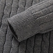 baratos suéter pulôver masculino-Homens Pulôver suéter Suéter de malha Suéter com zíper de um quarto Estriado Cabo Tricotar Tops regulares Tricotado Tecido Quarter Zip Mantenha Quente Contemporâneo Moderno Casual Roupa Diária Roupa