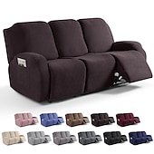cheap Recliner Chair Cover-Loveseat 3 Seater Burgundy Recliner Covers Cover for Large Reclining Chair Slipcover Seat Reversible Washable Protector with Elastic Adjustable Straps for Kids Pets