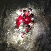 お買い得  電池式-0.6m クリスマスガーランドライト クリスマスリースライト 20 LED レッド ホリデーライト クリスマスの飾り バッテリー駆動