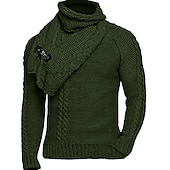 preiswerte Herrenpullover-Herren Pullover Rollkragenpulli Kurzer Pullover Strickpullover Gerippt Gedrehtes Stricken Standard Taste Strick Glatt Rollkragen warm halten Moderne zeitgenössische Freizeitskleidung Ausgehen