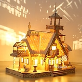 levne Skládačky-3D dřevěné puzzle vila dům královský hrad se světelnou montážní hračkou pro dospělé kutily modelové sady stolní dekorace pro dárek