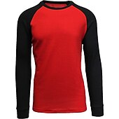 billige grunnleggende t-skjorter-Herre T skjorte T-skjorte Langermet skjorte Langermet Crew-hals Høst vinter Fargeblokk Raglan erme Mote Designer Grunnleggende Lapper Feriereise Gate Ut på byen Mørkerød Svart Hvit Topp T-skjorte for