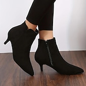 abordables Bottines-bottines chics à bout pointu en similicuir noir pour femmes avec fermeture à glissière - idéales pour les soirées, les tenues de bureau et les sorties à la mode