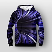 billiga Pojkens 3D Vision &amp; Geometri-Pojkar 3D Grafisk Huvtröja Pullover Långärmad 3D-tryck Höst Vinter Mode Streetwear Häftig Barn 3-12 år Huva Utomhus Ledigt Dagligen Normal