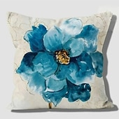 abordables style floral &amp; végétal-Housse de coussin double face à fleurs bleues, taie d&#039;oreiller carrée décorative douce, pour chambre à coucher, salon, canapé, chaise, 1 pièce