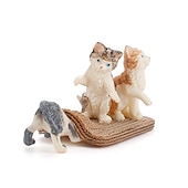 cheap Building Toys-PVC Solid Simulation Pet Cat Model Black And White Cat Stretched Lazily Cat Playing With Cat Tabletop Decoration Small Ornaments