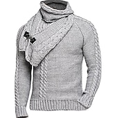 economico Maglioni Cardigan da uomo-Per uomo Felpa Cardigan Maglione a collo alto Maglia Pulsante Lavorato a maglia Tinta unica A collo alto Moda Stile vintage Abbigliamento Autunno Inverno Nero Bianco S M L