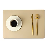 billige Placemats &amp; Coasters &amp; Trivets-vinyl dekkematte vanntett pu lær varmebestandig spisebord bord bord plate matte juledekor høst kjøkken bord matter innendørs utendørs