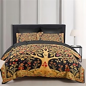 abordables Ensembles de housse de couette-Ensemble de housse de couette à motif d&#039;arbre de vie médiéval, ensemble de literie en coton de luxe doux 3 pièces, décoration de maison, cadeau, housse de couette king queen