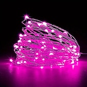 abordables Lumières de Noël-1 guirlande lumineuse de 1 m à 10 LED – Lampe luciole étoilée étanche à piles – Parfaite pour la décoration de la maison. &amp; les mariages !