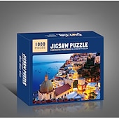 economico Puzzle-creativo 1000 pezzi di carta bianca piatta carta addensata puzzle circolare luna amore mare puzzle giocattolo per adulti