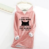 levne Mikiny a mikiny-dámská mikina mikina pulovr šerpa polyester kočka dopis ležérní sportovní potisk teplý fuzzy comfrt mikina s dlouhým rukávem top mikroelastický pad &amp;amp; zimní comfrt prodyšná měkká tkanina