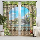 cheap Curtains &amp; Drapes-2 Panels Curtain Drapes Blackout Curtain For Living Room Bedroom Kitchen Window Treatments Thermal Insulated Room Darkening