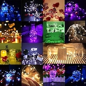 abordables Lumières de Noël-1 guirlande lumineuse de 1 m à 10 LED – Lampe luciole étoilée étanche à piles – Parfaite pour la décoration de la maison. &amp; les mariages !