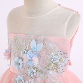preiswerte Kleider für die Blumenmädchen-kinderkleidung Mädchen Blumenmädchen Kleid Kleid Party Kleid Blume Ärmellos Leistung Hochzeit Party Gitter Elegant Prinzessin Polyester Midi abendkleider Blumenmädchenkleid Sommer Frühling 3-10 Jahre
