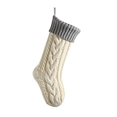 billige Strømper og holdere-Kabelstrikkede julestrømper, 18 tommer store peishengende strømper til julepynt, julegave