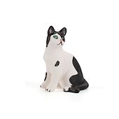 cheap Building Toys-PVC Solid Simulation Pet Cat Model Black And White Cat Stretched Lazily Cat Playing With Cat Tabletop Decoration Small Ornaments