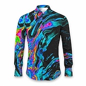 abordables Forme Géométrique-Homme Formes Géométriques Graduel Chemise Chemise boutonnée manche longue Abstrait Usage quotidien Sortie Automne hiver Col rabattu Imprimer Bouton bas Rouge Marine foncé Bleu Violet Orange