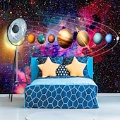 voordelige Behang-3d muurschildering behang zonnestelsel galaxy planet muursticker die print peel en stick verwijderbare pvc/vinyl materiaal zelfklevend/lijm vereist muur decor muurschildering voor woonkamer slaapkamer