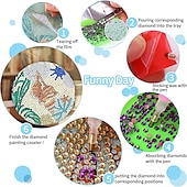 billige Placemats &amp; Coasters &amp; Trivets-diamantmaleraler sett med 6 stk eller 8 stk, runde dalbaner-sett med holder gjør-det-selv-diamant-og-dal-dal-dal-dal-dal-daler skli- og dalbane for voksne diamantmalesett rekvisita