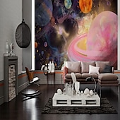 voordelige Behang-3d muurschildering behang zonnestelsel galaxy planet muursticker die print peel en stick verwijderbare pvc/vinyl materiaal zelfklevend/lijm vereist muur decor muurschildering voor woonkamer slaapkamer