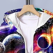 abordables Vision 3D et Géométrie du Garçon-Garçon 3D Galaxie Ensemble sweat à capuche et pantalon de survêtement Set manche longue 3D effet Automne Hiver Actif Mode Frais Enfants 3-12 ans Extérieur Vacances Plein Air Standard