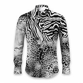 cheap Animal Print-Men&#039;s Leopard Animal Fur Pattern Shirt Button Up Shirt Long Sleeve Abstract Daily Wear Going out Fall &amp; Winter Turndown Print Button-Down Yellow Pink Red Blue Purple