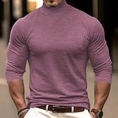 cheap Basic T shirts-Men&#039;s T Shirt Turtleneck shirt Tee Top Long Sleeve Shirt Long Sleeve Turtleneck Spring &amp;  Fall Plain Fashion Designer Basic Vacation Street Going out Black Red Navy Blue Top Tee for Men