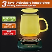cheap Kitchen Appliances-Electric Coffee Mug Heater for Desk Auto Shut off USB Tea Milk Beverage Cup Heater Heating Plate for Office Home 3 Temperature Setting