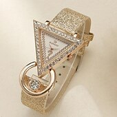 cheap Quartz Watches-5pcs/set Women&#039;s Watch Luxury Triangle Pointer Quartz Watch Shiny Rhinestone Analog Wrist Watch &amp; Jewelry Set, Gift For Mom Her