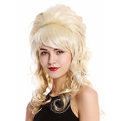 billiga Historiska peruker-Dam Parann Barock 60-tal Beehive Retro Knyten Lockig Lång Ljus Blond Mix Pop Sångare Halloween Parann