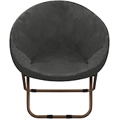 abordables Cubierta de sillón y silla sin brazo-Funda de terciopelo para silla con platillo redondo, fundas para silla Moon, 1 pieza, funda elástica extraíble para silla Moon con parte inferior elástica para sala de estar