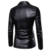 abordables Blazers pour hommes-Homme blouson cuir blazer Extérieur Usage quotidien Chaud Coupe Vent Automne hiver Plein Mode Vêtement de rue Revers Normal faux cuir Noir Jaune Vin Bleu de minuit Veste