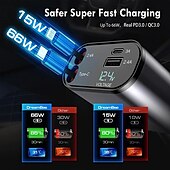 olcso Autós töltő-starfire fém visszahúzható autós töltő szupergyors töltés 100w autós szivargyújtó usb port adapter autós töltő kábellel