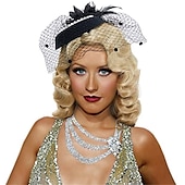 economico Parrucche storiche-Parrucca nera corta anni &#039;20 per donne parrucca a onde di dita Gatsby delle ruggenti anni &#039;20 parrucche vintage sintetiche per donne cosplay costume vestiti eleganti parrucca flapper anni &#039;20
