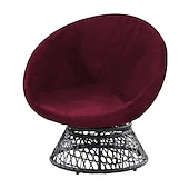 abordables Cubierta de sillón y silla sin brazo-Funda de terciopelo para silla con platillo redondo, fundas para silla Moon, 1 pieza, funda elástica extraíble para silla Moon con parte inferior elástica para sala de estar