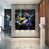 cheap Abstract Paintings-Handmade Oil Painting Canvas Acrylic Wall Art Decoration Modern Abstract Colours Burst Into Bloom for Home Decor Rolled Frameless Unstretched Painting