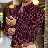 preiswerte Button-Down-Hemden für Herren-Herren Hemd Sommerhemd Oberhemd Knopfhemd Lässiges Hemd Weiß Wein Marineblau Langarm Geometrisch Kargen Täglich Urlaub Patchwork Bekleidung Modisch Brautkleider schlicht Komfortabel