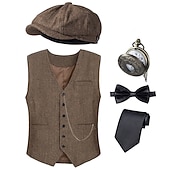 abordables Costumes pour hommes des années 1920-Années Folles Années 1920 Rétro Vintage Tenues Veste Gatsby le Magnifique Gentleman Déguisement Homme Halloween Carnaval Nouvel An Carnaval Fête / Soirée Mascarade Adulte Cravate Gilet Plus