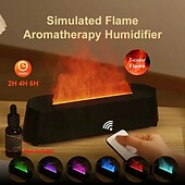 cheap Humidifiers &amp; Dehumidifiers-Creative 3D Simulation Flame Air Humidifier Household Colorful Atmosphere Light Intelligent Remote Control Humidifier USB Desktop Silent Large Fog Volume Humidifier Home Decor Room Decor