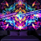 זול שטיחי קיר של Blacklight-blacklight שטיח uv תגובתי זוהר בחושך מסיבת ניאון טריפי ערפילי צבעוני מנדלה תלוי שטיח קיר אמנות קיר לחדר שינה בסלון